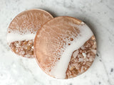 Pink Champagne Ocean Coasters - Pair of 2