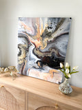 Storm-Inspired Neutral & Gold Canvas | 18x24 Original Abstract Painting
