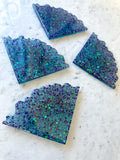 Peacock Glam Geode Coasters